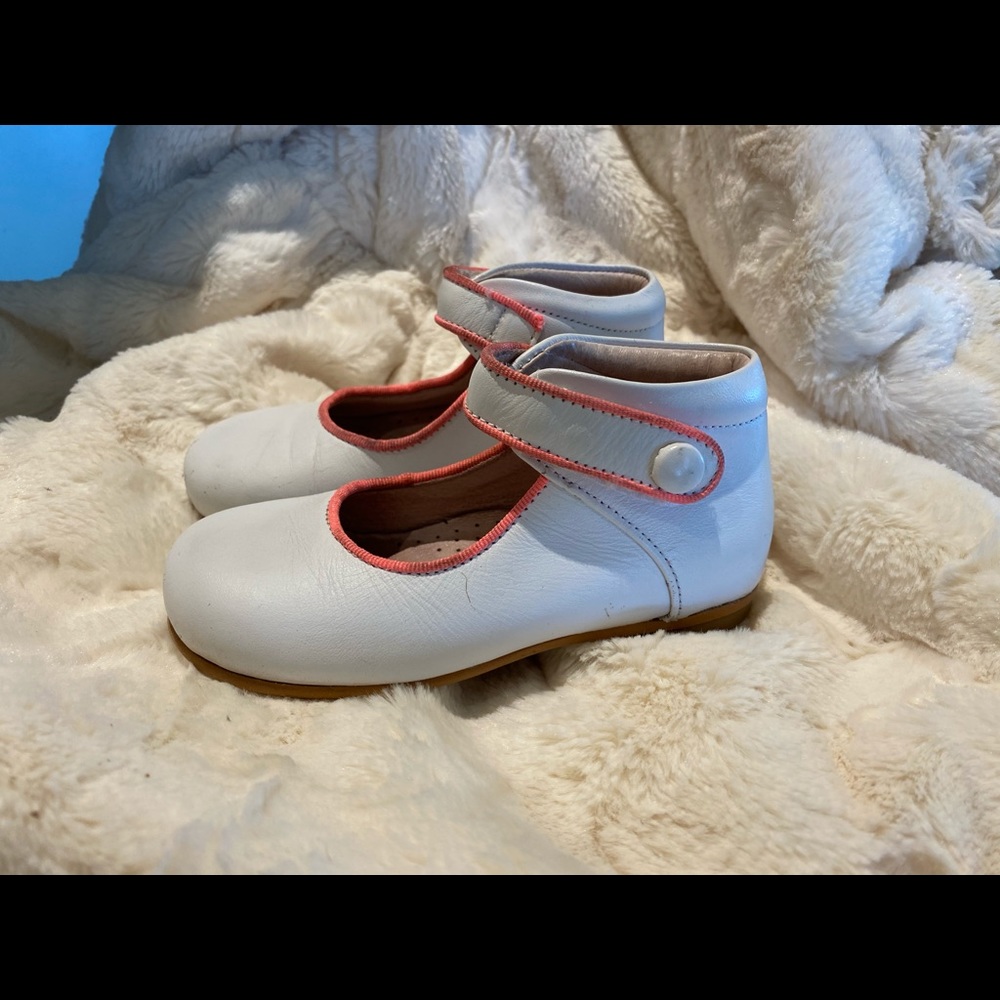 COPY - Jacadi Leather Mary Janes 24 white pink 8 Easter